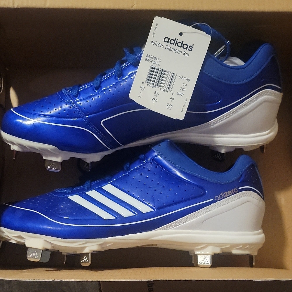 Adidas Adizero Blue and White Cleats